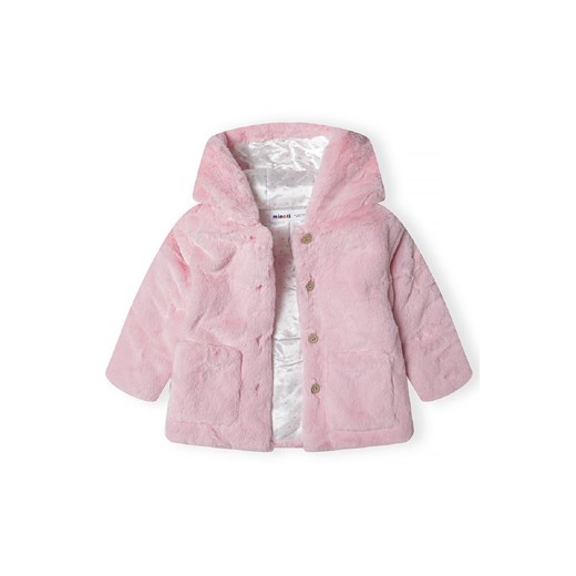 Różowa kurtka przejściowa jesienna pluszowa dla niemowlaka Minoti 92/98 5.10.15