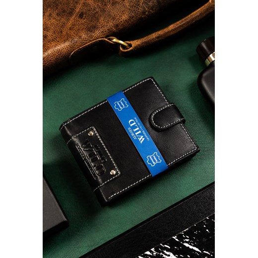 Skórzany portfel męski na zatrzask — Always Wild czarny ze sklepu 5.10.15 w kategorii Portfele męskie - zdjęcie 169700569