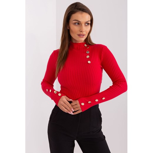 Prążkowany sweter z wiskozą czerwony ze sklepu 5.10.15 w kategorii Swetry damskie - zdjęcie 169700586