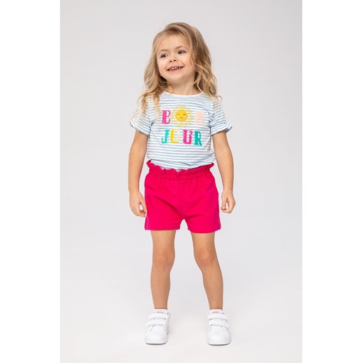 Komplet dla niemowlaka - t-shirt w paski + różowe spodenki ze sklepu 5.10.15 w kategorii Komplety niemowlęce - zdjęcie 169700917