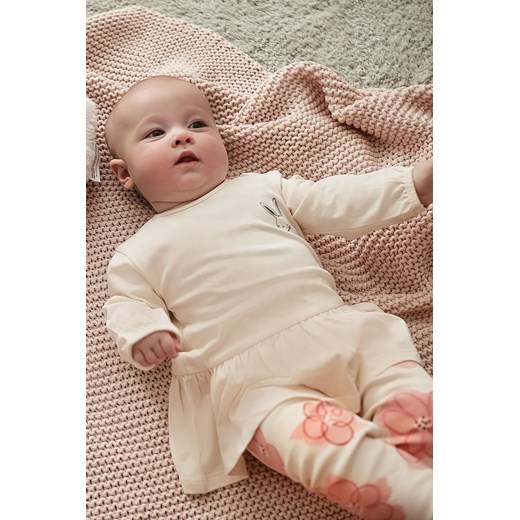 Beżowa bluzka niemowlęca z baskinką 5.10.15. 92 5.10.15
