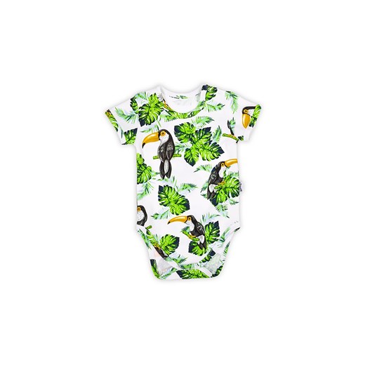 Bawełniane body niemowlęce z krótkim rękawem w tropikalny wzór TUKAN ze sklepu 5.10.15 w kategorii Body niemowlęce - zdjęcie 169701097