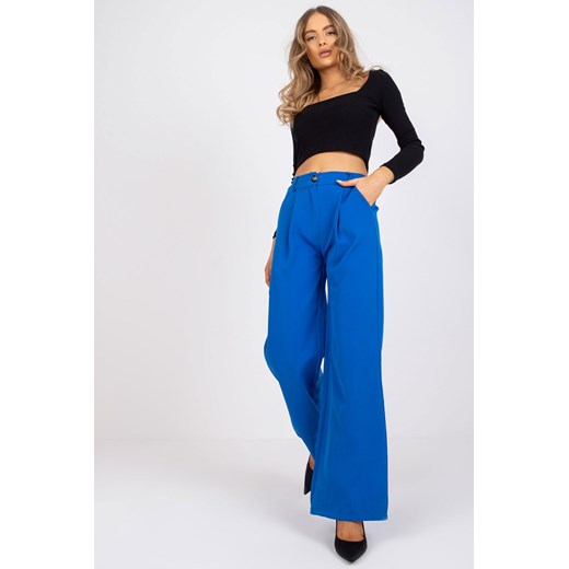 Spodnie damskie eleganckie niebieskie z wysokim stanem Italy Moda S 5.10.15