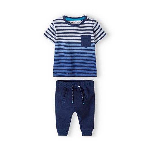 Komplet z bawełny dla niemowlaka- t-shirt w paski + spodnie dresowe ze sklepu 5.10.15 w kategorii Komplety niemowlęce - zdjęcie 169701408