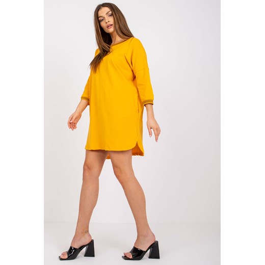 Jasnopomarańczowa sukienka dresowa Nova RUE PARIS ze sklepu 5.10.15 w kategorii Sukienki - zdjęcie 169701415