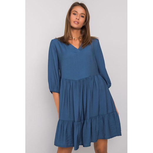 Niebieska sukienka z falbaną Harlyn ze sklepu 5.10.15 w kategorii Sukienki - zdjęcie 169701446