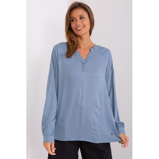 Bluzka koszulowa z długim rękawem szaro-niebieski ze sklepu 5.10.15 w kategorii Bluzki damskie - zdjęcie 169701788
