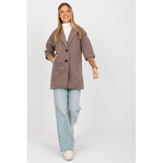 Brązowy płaszcz ze ściągaczami przy rękawach OCH BELLA ze sklepu 5.10.15 w kategorii Płaszcze damskie - zdjęcie 169701807