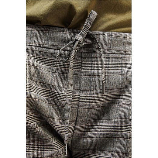 Eleganckie spodnie w kratkę z gumką w pasie - szare 36 okazja 5.10.15