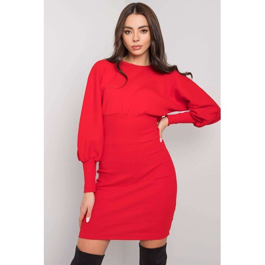 Sukienka z długim rękawem-czerwona ze sklepu 5.10.15 w kategorii Sukienki - zdjęcie 169701877