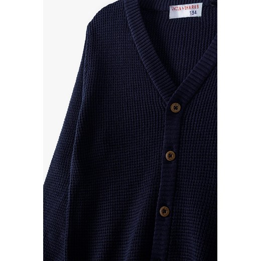 Elegancki dzianinowy sweter dla chłopca na guziki - granatowy Lincoln & Sharks By 5.10.15. 140 5.10.15