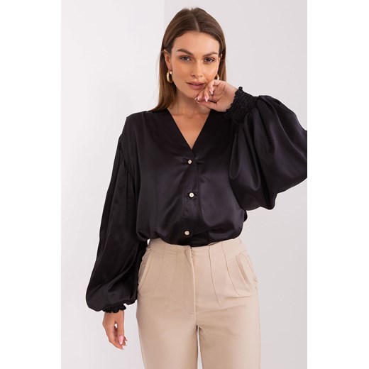 Elegancka koszula z bufiastymi rękawami czarny ze sklepu 5.10.15 w kategorii Bluzki damskie - zdjęcie 169701988