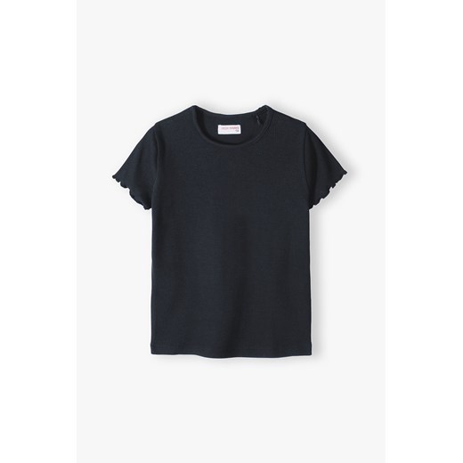 Czarna prążkowana koszulka dziewczęca ze sklepu 5.10.15 w kategorii Bluzki dziewczęce - zdjęcie 169701996
