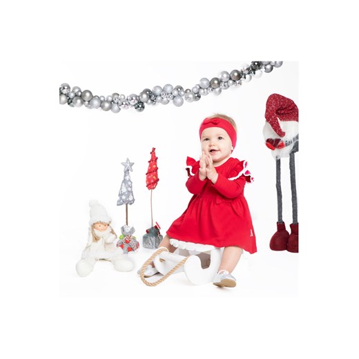 Komplet świąteczny dziewczęcy sukienko-body + opaska - bordowy ze sklepu 5.10.15 w kategorii Sukienki niemowlęce - zdjęcie 169702028
