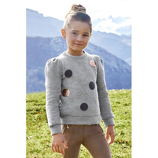 Bluza dziewczęca bez kaptura w kropki - szara ze sklepu 5.10.15 w kategorii Bluzy dziewczęce - zdjęcie 169702099