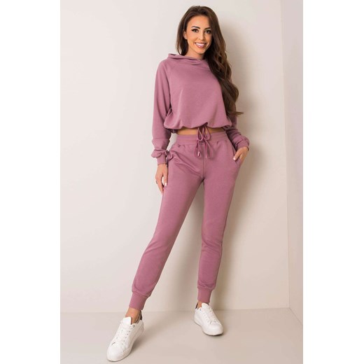 BASIC Komplet dresowy damski - bluza z kapturem i spodnie - różowe ze sklepu 5.10.15 w kategorii Dresy damskie - zdjęcie 169702135