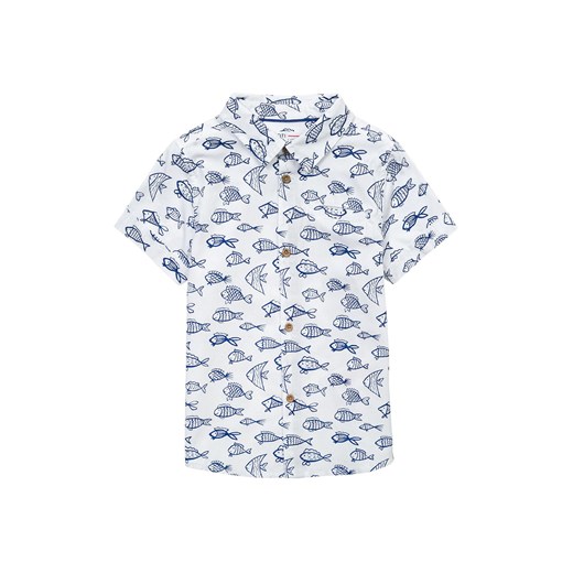 Koszula bawełniana z krótkim rękawem w nadrukowane rybki ze sklepu 5.10.15 w kategorii Koszule chłopięce - zdjęcie 169702267