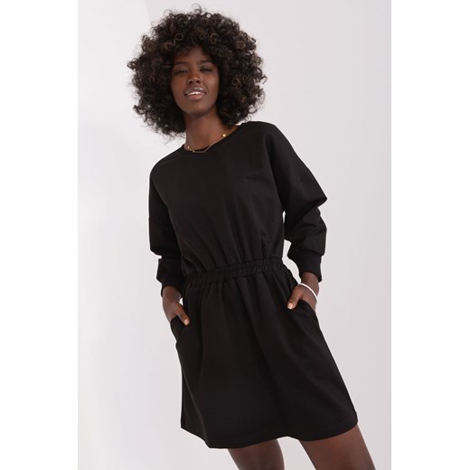 Czarna sukienka dresowa damska z kieszeniami ze sklepu 5.10.15 w kategorii Sukienki - zdjęcie 169702278