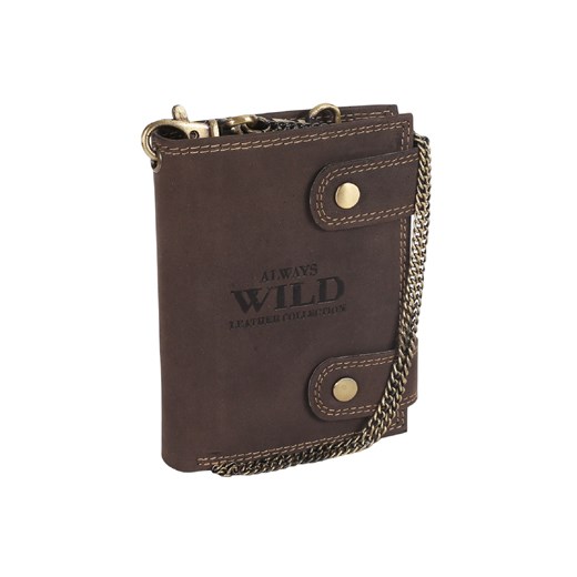Atrakcyjny, skórzany portfel męski z mosiężnym łańcuchem — Always Wild ze sklepu 5.10.15 w kategorii Portfele męskie - zdjęcie 169702289