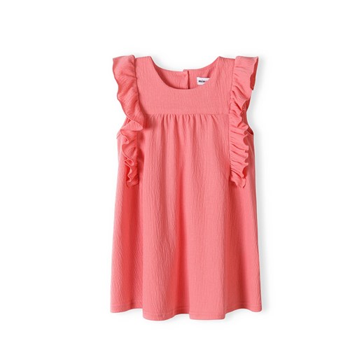Różowa sukienka letnia dla niemowlaka z falbankami ze sklepu 5.10.15 w kategorii Sukienki niemowlęce - zdjęcie 169702338