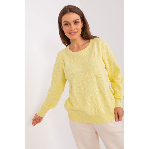 Jasnożółty damski sweter damski klasyczny z długim rękawem ze sklepu 5.10.15 w kategorii Swetry damskie - zdjęcie 169702416