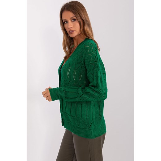 Damski sweter rozpinany z wełną ciemny zielony one size okazyjna cena 5.10.15