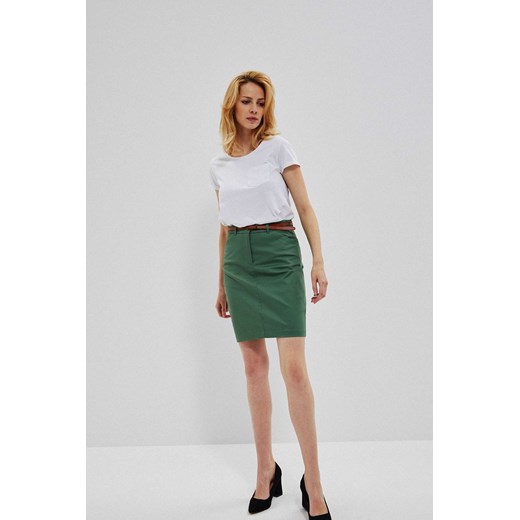 Ołówkowa spódnica damska z paskiem - zielona ze sklepu 5.10.15 w kategorii Spódnice - zdjęcie 169702558