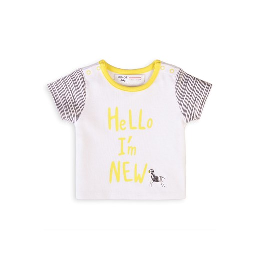 Biała koszulka bawełniana niemowlęca- Hello I'm new Minoti 56/62 5.10.15 okazja