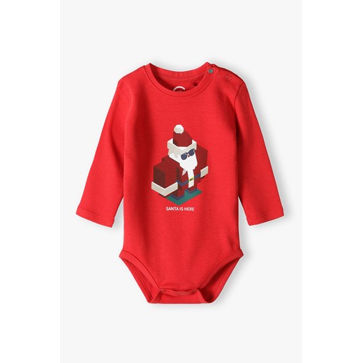Świąteczne body dla niemowlaka - czerwone - Santa is here ze sklepu 5.10.15 w kategorii Body niemowlęce - zdjęcie 169702909