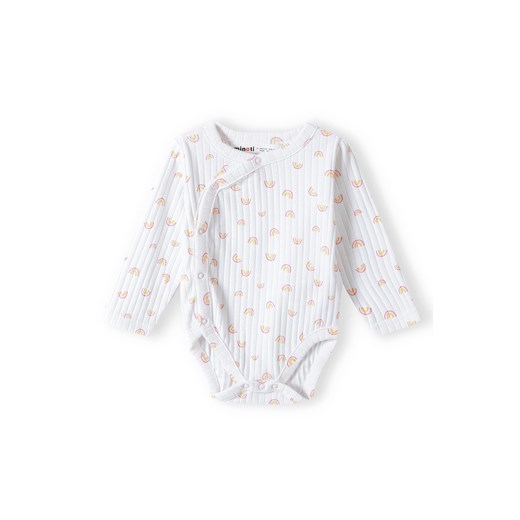 Komplet niemowlęcy- białe body w tęcze + różowe legginsy Minoti 50 5.10.15