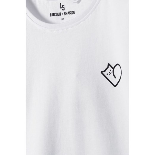 Biały t-shirt dzianinowy dla dziewczynki Lincoln & Sharks By 5.10.15. 140 5.10.15