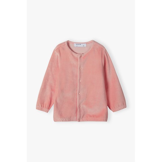Różowa welurowa bluza niemowlęca rozpinana bez kaptura 5.10.15. 56 5.10.15