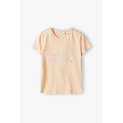Bawełniany t-shirt z brokatowym napisem - Kicia - 5.10.15. ze sklepu 5.10.15 w kategorii Bluzki dziewczęce - zdjęcie 169703256