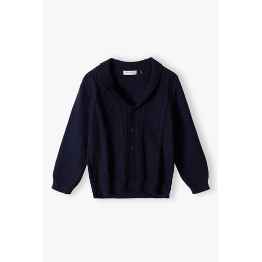 Rozpinany sweter chłopięcy z bawełny - granatowy ze sklepu 5.10.15 w kategorii Swetry chłopięce - zdjęcie 169703616