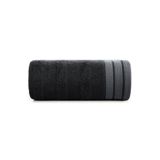 Czarny ręcznik zdobiony pasami 70x140 cm Eurofirany 70x140 5.10.15