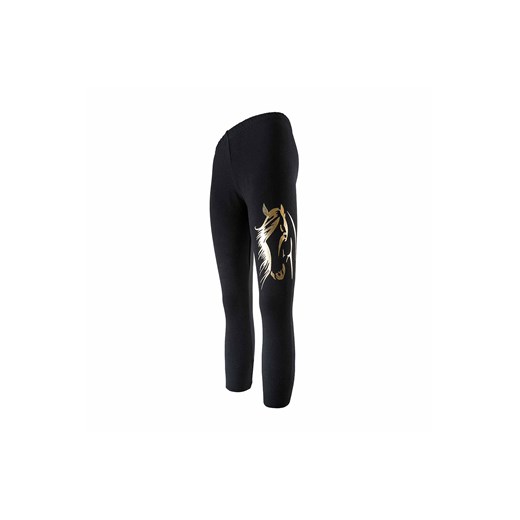 Dziewczęce legginsy czarne ze złotym koniem ocieplane ze sklepu 5.10.15 w kategorii Spodnie dziewczęce - zdjęcie 169703666
