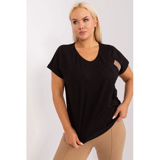 Czarna damska bluzka plus size z dekoltem V ze sklepu 5.10.15 w kategorii Bluzki damskie - zdjęcie 169703898