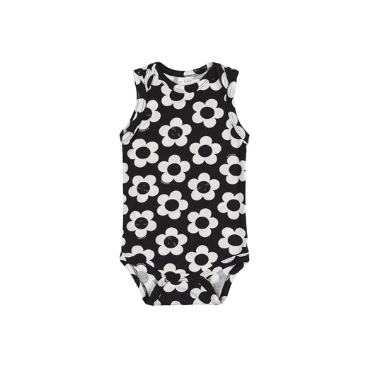 Bawełniane body bez rękawów dziewczęce czarne w kwiatuszki ze sklepu 5.10.15 w kategorii Body niemowlęce - zdjęcie 169703916