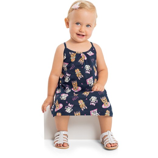Granatowa bawełniana sukienka niemowlęca na ramiączka Bee Loop 80 5.10.15