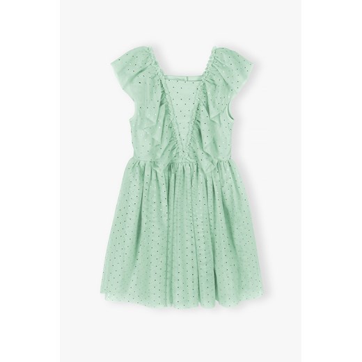 Zielona elegancka sukienka dla dziewczynki ze sklepu 5.10.15 w kategorii Sukienki dziewczęce - zdjęcie 169704005