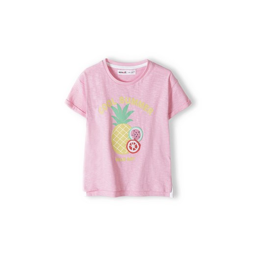 Różowa koszulka bawełniana z nadrukiem- Cool summer ze sklepu 5.10.15 w kategorii Bluzki dziewczęce - zdjęcie 169704186