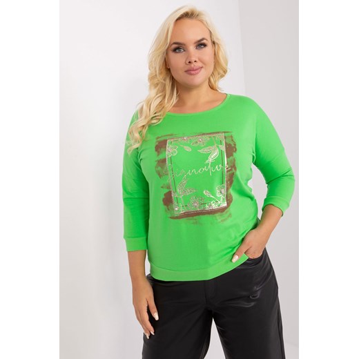 Bluzka plus size z printem jasny zielony ze sklepu 5.10.15 w kategorii Bluzki damskie - zdjęcie 169704355