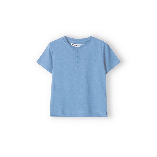 Niebieski t-shirt bawełniany basic dla niemowlaka z guzikami ze sklepu 5.10.15 w kategorii Koszulki niemowlęce - zdjęcie 169704356