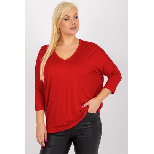 Czerwona damska bluzka plus size basic z wiskozy ze sklepu 5.10.15 w kategorii Bluzki damskie - zdjęcie 169704438