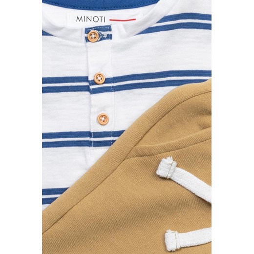 Komplet dla niemowlaka- biały t-shirt w paski i beżowe szorty Minoti 92/98 5.10.15