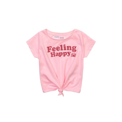 Różowy t-shirt dzianinowy dla dziewczynki- Feeling Happy ze sklepu 5.10.15 w kategorii Bluzki dziewczęce - zdjęcie 169704636