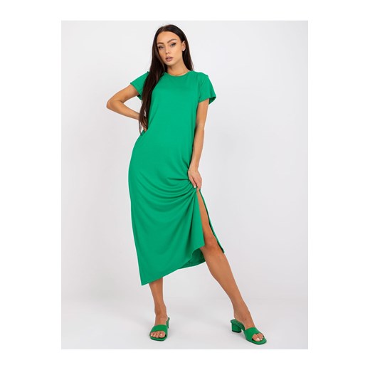 Zielona sukienka damska midi z rozporkiem Basic Feel Good S wyprzedaż 5.10.15
