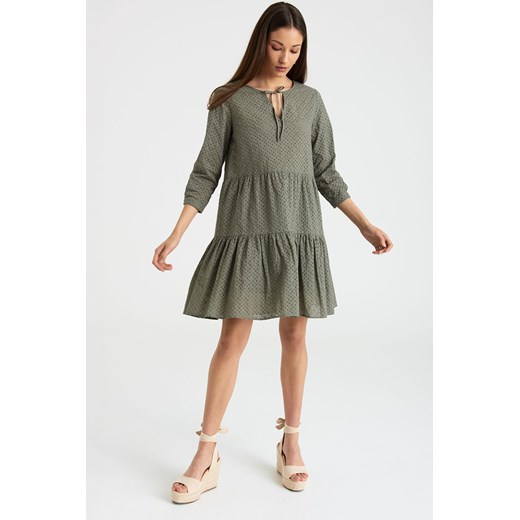 Zielona bawełniana sukienka damska ze sklepu 5.10.15 w kategorii Sukienki - zdjęcie 169704836