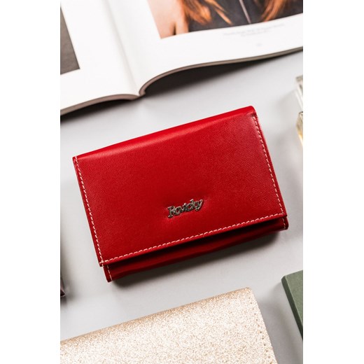 Skórzany portfel damski zamykany na zatrzask- Rovicky czerwony ze sklepu 5.10.15 w kategorii Portfele damskie - zdjęcie 169705149