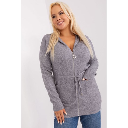 Szary długi sweter plus size z suwakiem ze sklepu 5.10.15 w kategorii Swetry damskie - zdjęcie 169705398